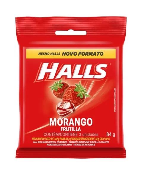 HALLS BAG MORANGO 84G