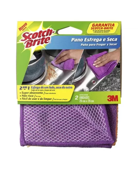 PANO SCOTCH-BRITE ESFREGA E SECA COM 2 UNIDADES