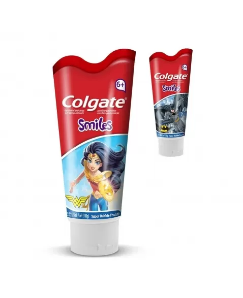 CREME DENTAL COLGATE SMILES BATMAN & MULHER MARAVILHA 100G