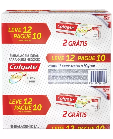 CREME DENTAL COLGATE TOTAL 12 CLEAN MINT 90G LEVE 12 PAGUE 10