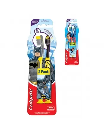 ESCOVA DENTAL COLGATE SMILES BATMAN & MULHER MARAVILHA 2 UNIDADES