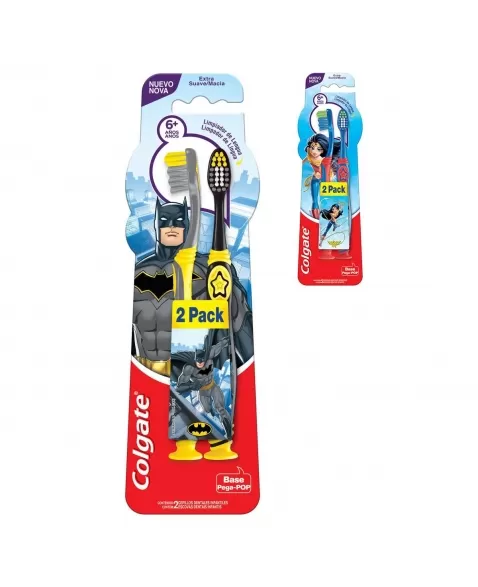 ESCOVA DENTAL COLGATE SMILES BATMAN & MULHER MARAVILHA 2 UNIDADES