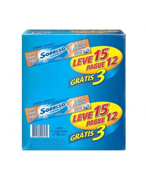 CREME DENTAL SORRISO DENTES BRANCOS 180G LEVE 15 PAGUE 12