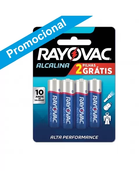 PILHA ALCALINA RAYOVAC AA LEVE 6 PAGUE 4