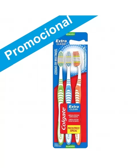 ESCOVA DENTAL COLGATE EXTRA CLEAN MÉDIA LEVE 3 PAGUE 2