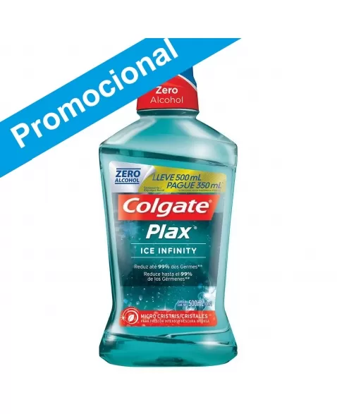 ENXAGUANTE BUCAL COLGATE PLAX ICE INFINITY LEVE 500ML PAGUE 350ML