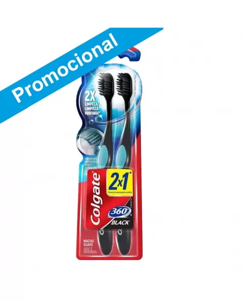 ESCOVA DENTAL COLGATE 360º BLACK LEVE 2 PAGUE 1