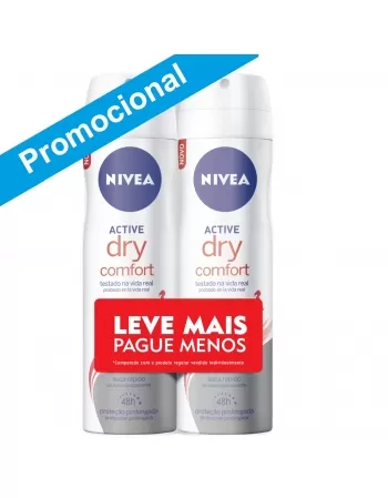 DESODORANTE AEROSOL NIVEA ACTIVE DRY COMFORT LEVE MAIS PAGUE MENOS