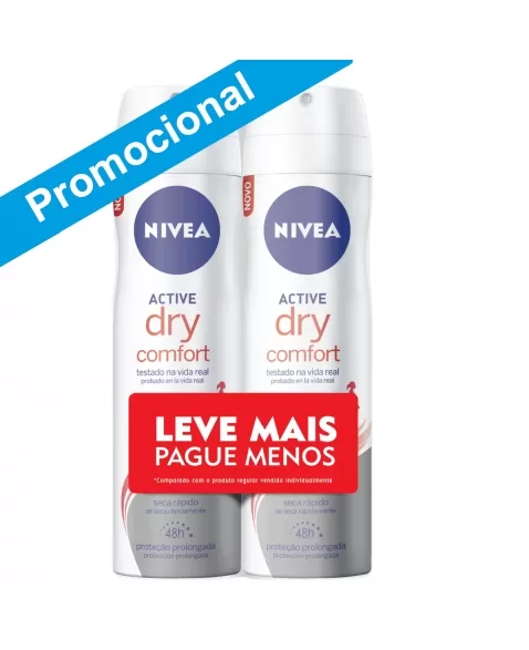 DESODORANTE AEROSOL NIVEA ACTIVE DRY COMFORT LEVE MAIS PAGUE MENOS