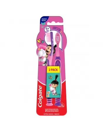 ESCOVA DENTAL COLGATE SMILES AGNES E FLUFFY +6 ANOS 2 UNIDADES