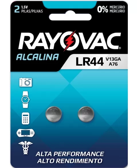 PILHA ELETRÔNICA BOTÃO RAYOVAC V13GA COM 2 UNIDADES