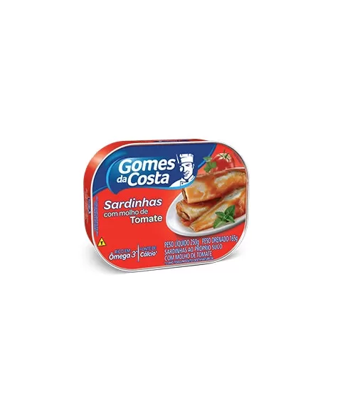 SARDINHAS AO PROPRIO SUCO COM MOLHO DE TOMATE 48 X 250 GR