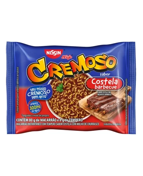 NISSIN LÁMEN CREMOSO SABOR COSTELA COM MOLHO DE CHURRASCO 88G