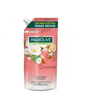 SABONETE LÍQUIDO PALMOLIVE NATURALS CAMÉLIA E ÓLEO DE AMENDÔAS 500ML REFIL