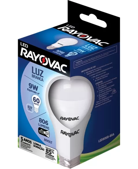 LÂMPADA LED RAYOVAC 9W 806 LM BIVOLT