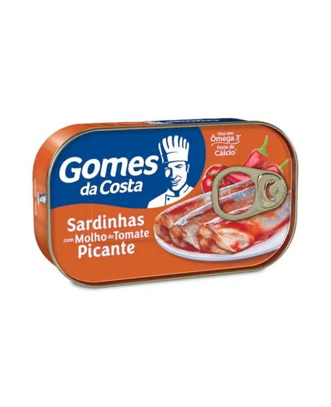 SARDINHAS AO PROPRIO SUCO COM MOLHO DE TOMATE PICANTE 50 X 125 GR