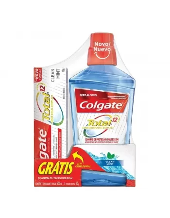 ENXAGUANTE BUCAL COLGATE TOTAL 12 CLEAN MINT 500ML GRÁTIS 1 TOTAL 12 90G